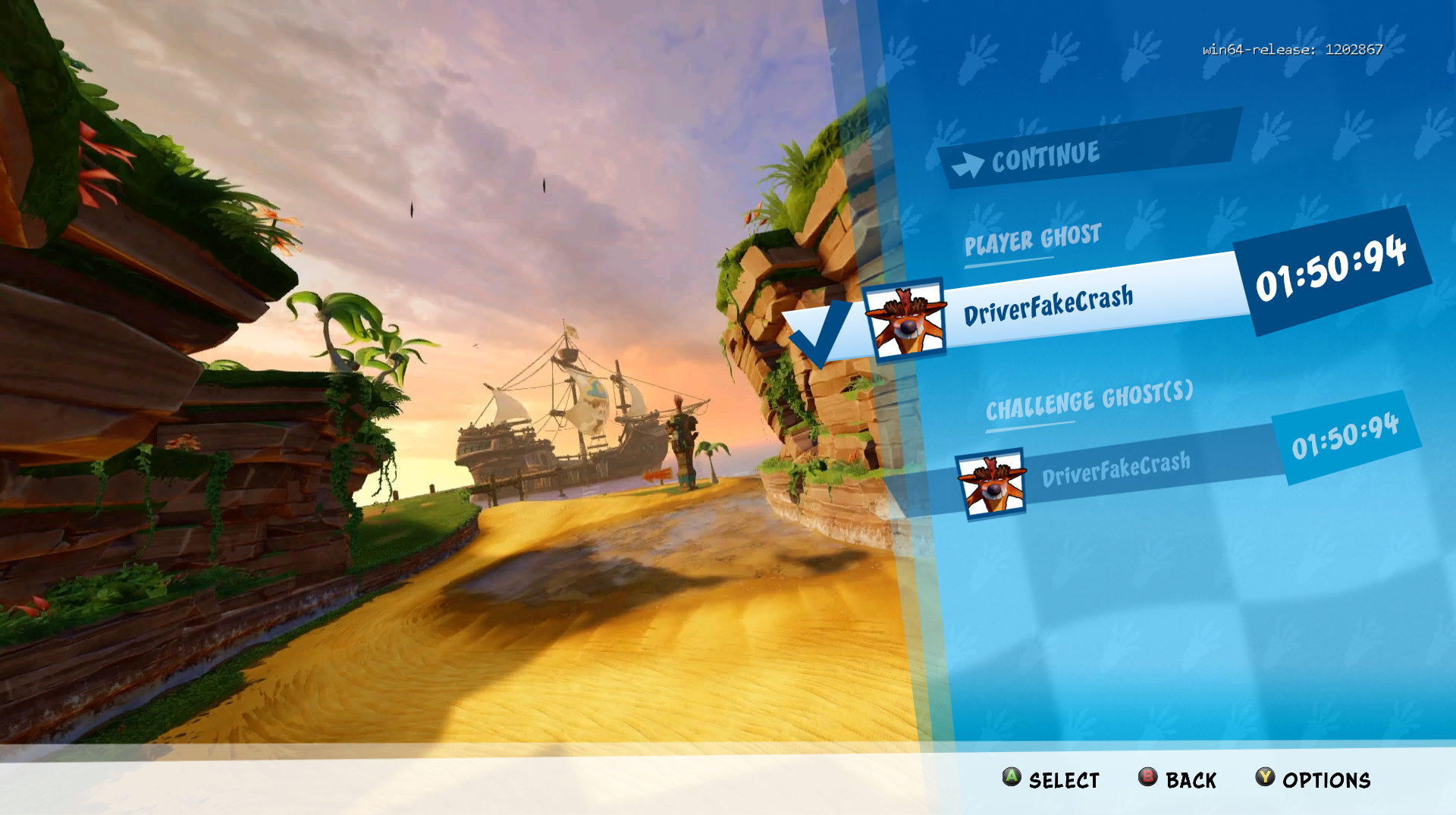 Crash Team Racing: Nitro Fueled – Ghost Menu