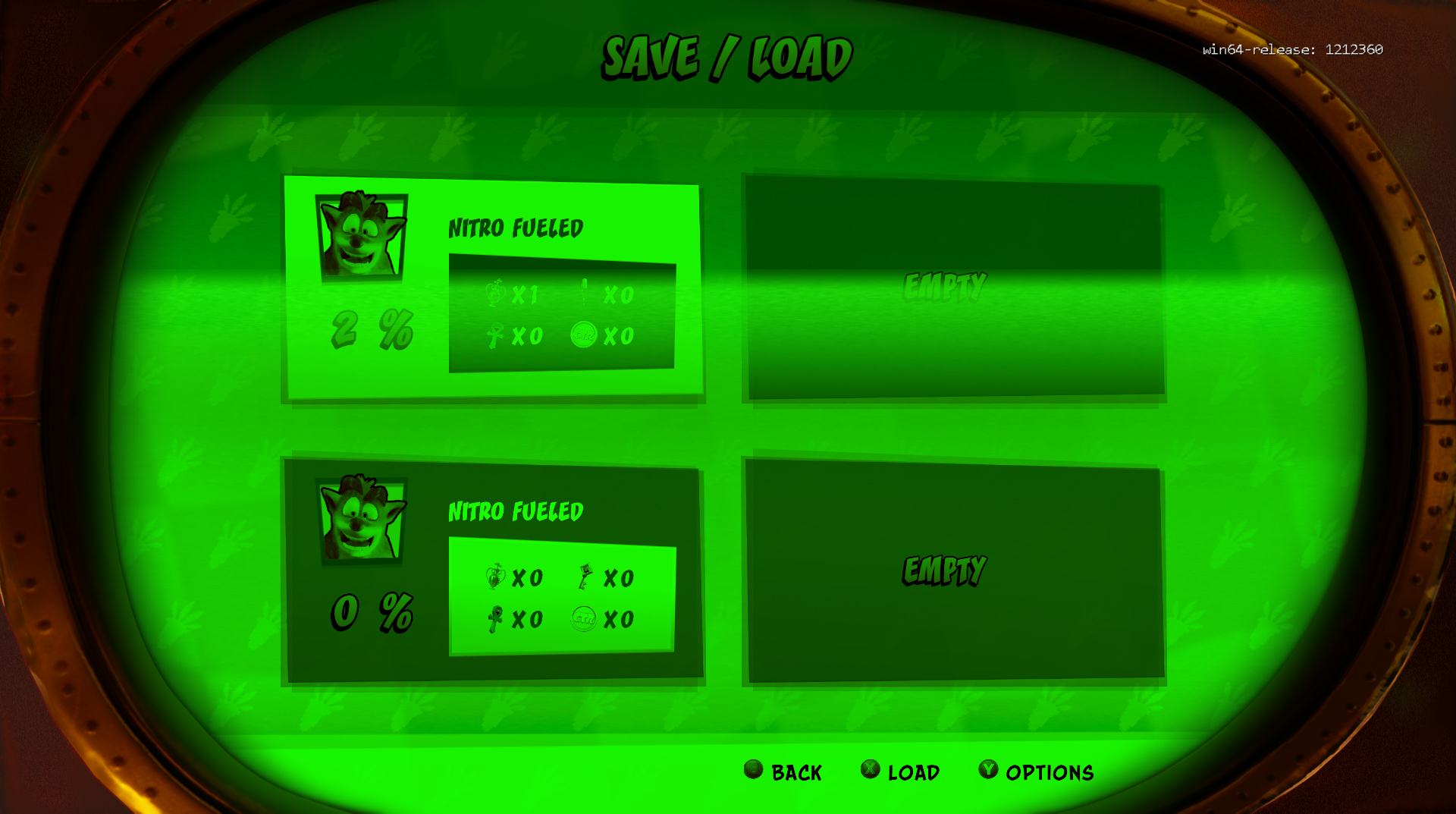 Crash Team Racing: Nitro Fueled Save Menu In-Game